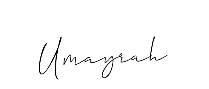 Umayrah stylish signature style. Best Handwritten Sign (Allison_Script) for my name. Handwritten Signature Collection Ideas for my name Umayrah. Umayrah signature style 2 images and pictures png