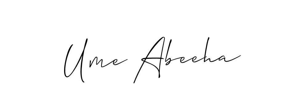 if you are searching for the best signature style for your name Ume Abeeha. so please give up your signature search. here we have designed multiple signature styles  using Allison_Script. Ume Abeeha signature style 2 images and pictures png