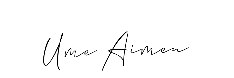 Ume Aimen stylish signature style. Best Handwritten Sign (Allison_Script) for my name. Handwritten Signature Collection Ideas for my name Ume Aimen. Ume Aimen signature style 2 images and pictures png