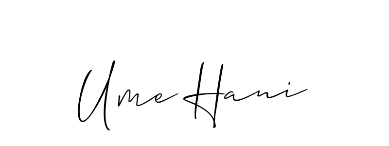 Make a beautiful signature design for name Ume Hani. With this signature (Allison_Script) style, you can create a handwritten signature for free. Ume Hani signature style 2 images and pictures png