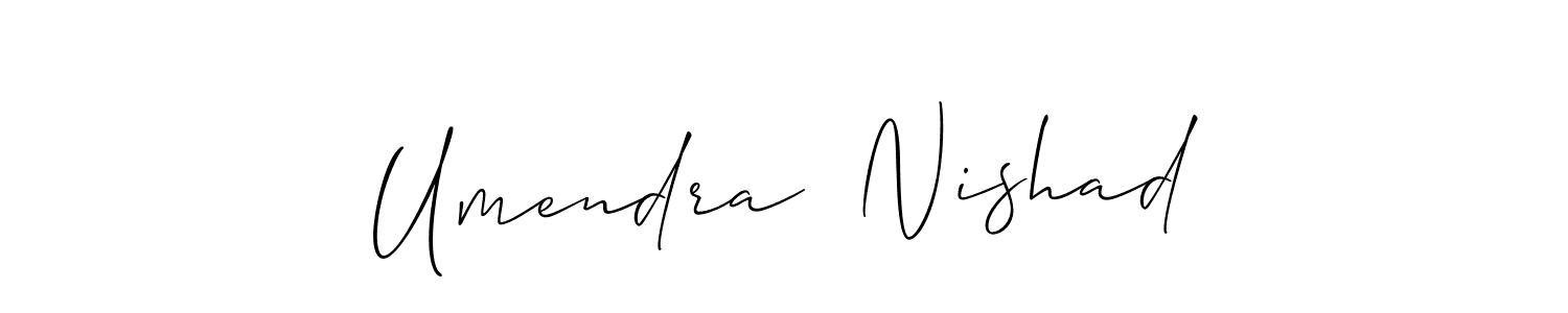 The best way (Allison_Script) to make a short signature is to pick only two or three words in your name. The name Umendra  Nishad include a total of six letters. For converting this name. Umendra  Nishad signature style 2 images and pictures png