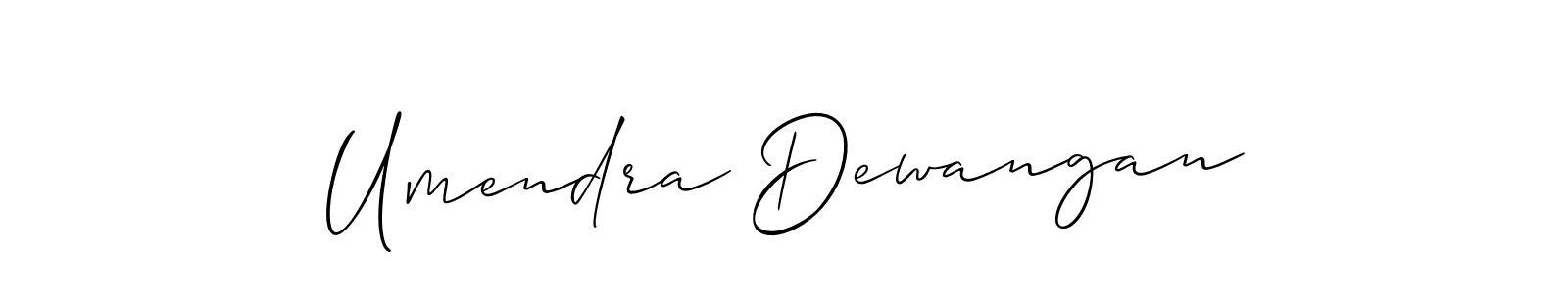 Allison_Script is a professional signature style that is perfect for those who want to add a touch of class to their signature. It is also a great choice for those who want to make their signature more unique. Get Umendra Dewangan name to fancy signature for free. Umendra Dewangan signature style 2 images and pictures png