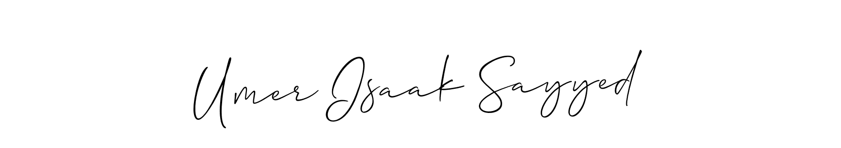 Similarly Allison_Script is the best handwritten signature design. Signature creator online .You can use it as an online autograph creator for name Umer Isaak Sayyed. Umer Isaak Sayyed signature style 2 images and pictures png