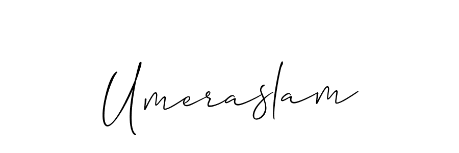 The best way (Allison_Script) to make a short signature is to pick only two or three words in your name. The name Umeraslam include a total of six letters. For converting this name. Umeraslam signature style 2 images and pictures png