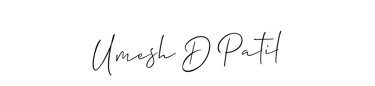 The best way (Allison_Script) to make a short signature is to pick only two or three words in your name. The name Umesh D Patil include a total of six letters. For converting this name. Umesh D Patil signature style 2 images and pictures png