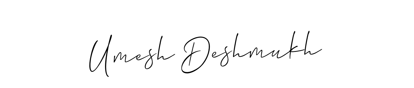 This is the best signature style for the Umesh Deshmukh name. Also you like these signature font (Allison_Script). Mix name signature. Umesh Deshmukh signature style 2 images and pictures png