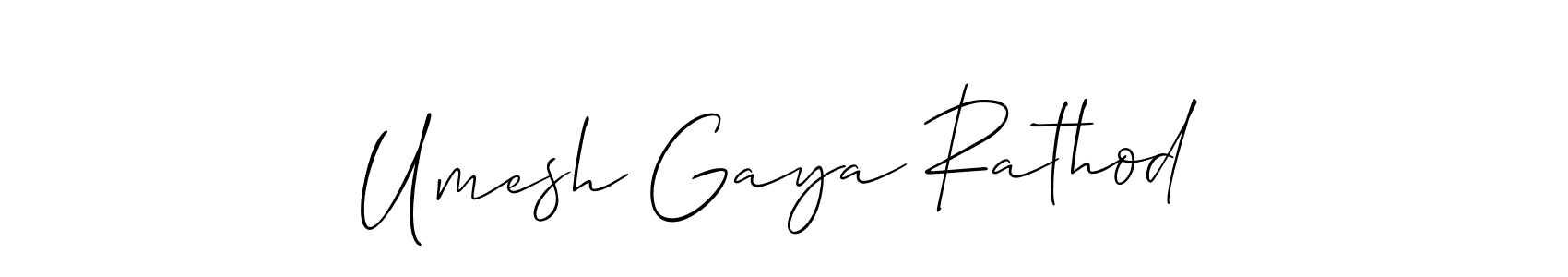 How to make Umesh Gaya Rathod name signature. Use Allison_Script style for creating short signs online. This is the latest handwritten sign. Umesh Gaya Rathod signature style 2 images and pictures png