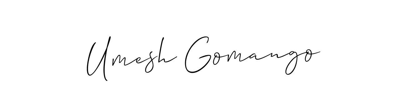 Use a signature maker to create a handwritten signature online. With this signature software, you can design (Allison_Script) your own signature for name Umesh Gomango. Umesh Gomango signature style 2 images and pictures png
