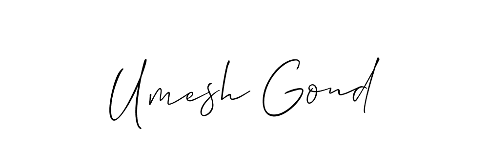 How to Draw Umesh Gond signature style? Allison_Script is a latest design signature styles for name Umesh Gond. Umesh Gond signature style 2 images and pictures png