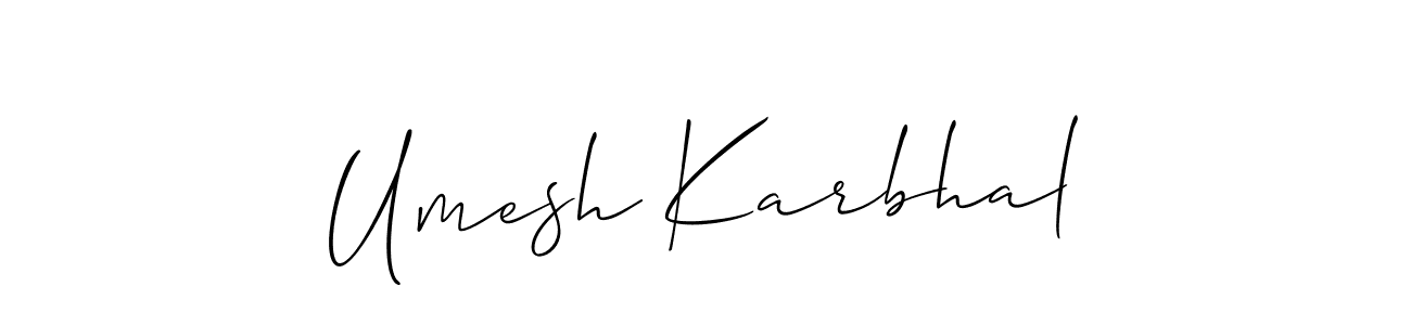 Also You can easily find your signature by using the search form. We will create Umesh Karbhal name handwritten signature images for you free of cost using Allison_Script sign style. Umesh Karbhal signature style 2 images and pictures png