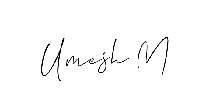 Create a beautiful signature design for name Umesh M. With this signature (Allison_Script) fonts, you can make a handwritten signature for free. Umesh M signature style 2 images and pictures png