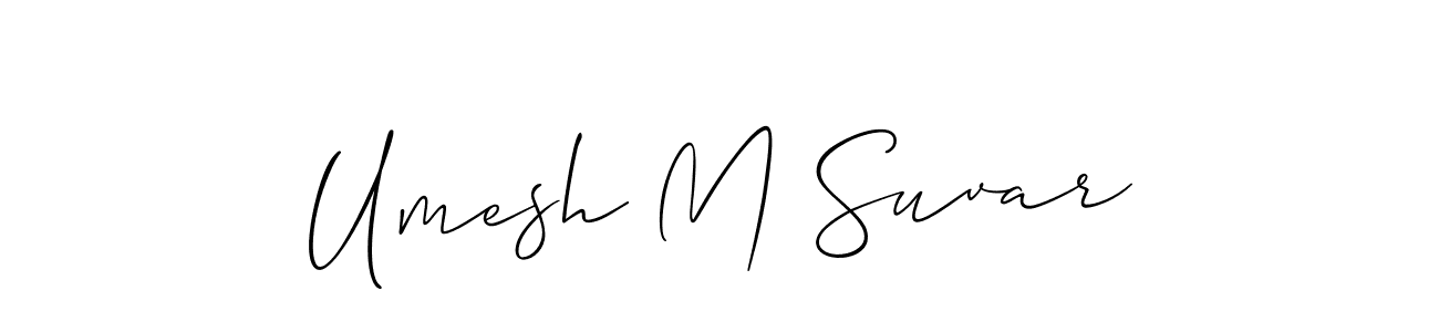 The best way (Allison_Script) to make a short signature is to pick only two or three words in your name. The name Umesh M Suvar include a total of six letters. For converting this name. Umesh M Suvar signature style 2 images and pictures png