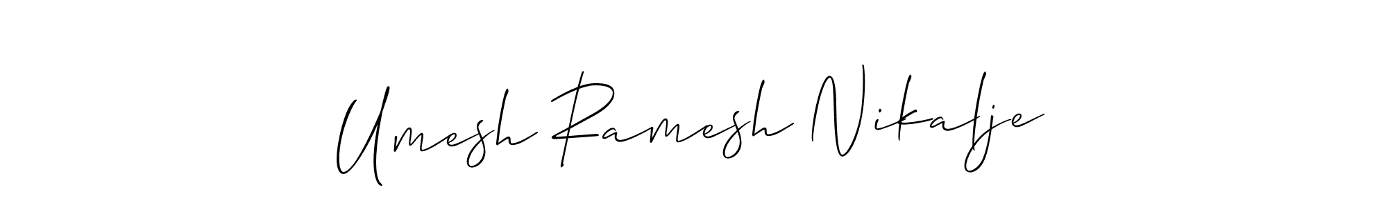 You should practise on your own different ways (Allison_Script) to write your name (Umesh Ramesh Nikalje) in signature. don't let someone else do it for you. Umesh Ramesh Nikalje signature style 2 images and pictures png