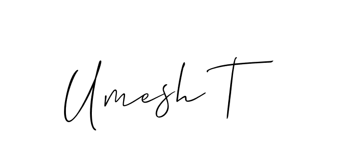 Make a beautiful signature design for name Umesh T. With this signature (Allison_Script) style, you can create a handwritten signature for free. Umesh T signature style 2 images and pictures png