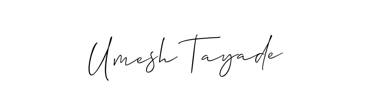 Allison_Script is a professional signature style that is perfect for those who want to add a touch of class to their signature. It is also a great choice for those who want to make their signature more unique. Get Umesh Tayade name to fancy signature for free. Umesh Tayade signature style 2 images and pictures png
