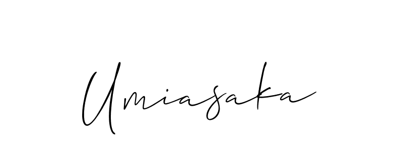 Also You can easily find your signature by using the search form. We will create Umiasaka name handwritten signature images for you free of cost using Allison_Script sign style. Umiasaka signature style 2 images and pictures png