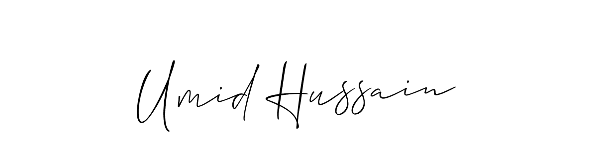 Create a beautiful signature design for name Umid Hussain. With this signature (Allison_Script) fonts, you can make a handwritten signature for free. Umid Hussain signature style 2 images and pictures png