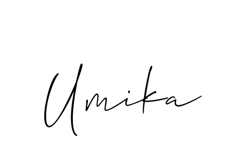 The best way (Allison_Script) to make a short signature is to pick only two or three words in your name. The name Umika include a total of six letters. For converting this name. Umika signature style 2 images and pictures png