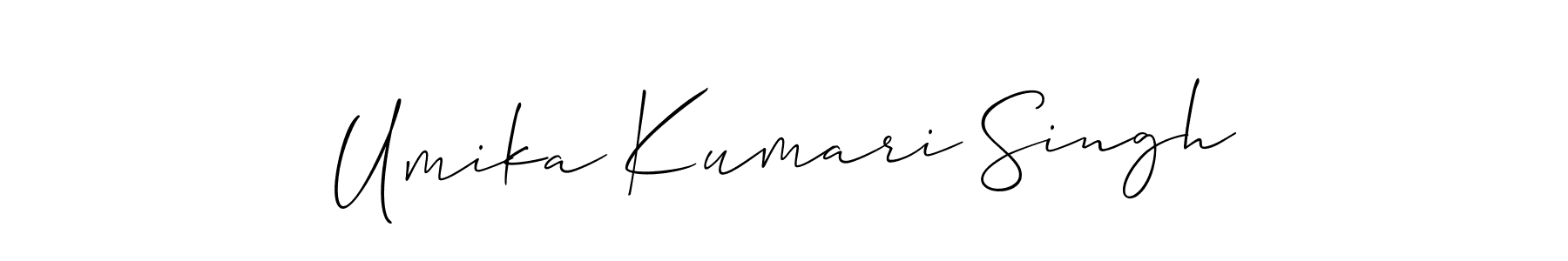 The best way (Allison_Script) to make a short signature is to pick only two or three words in your name. The name Umika Kumari Singh include a total of six letters. For converting this name. Umika Kumari Singh signature style 2 images and pictures png