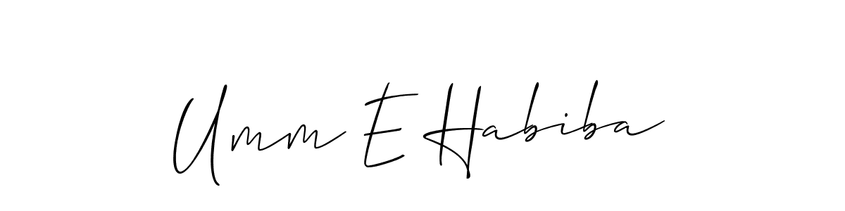 Also You can easily find your signature by using the search form. We will create Umm E Habiba name handwritten signature images for you free of cost using Allison_Script sign style. Umm E Habiba signature style 2 images and pictures png