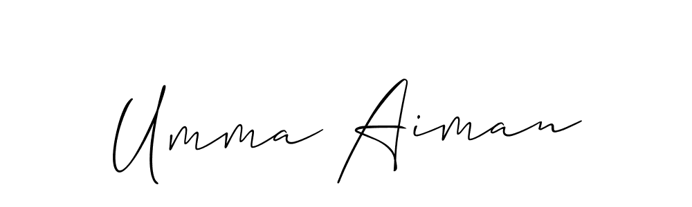 Allison_Script is a professional signature style that is perfect for those who want to add a touch of class to their signature. It is also a great choice for those who want to make their signature more unique. Get Umma Aiman name to fancy signature for free. Umma Aiman signature style 2 images and pictures png