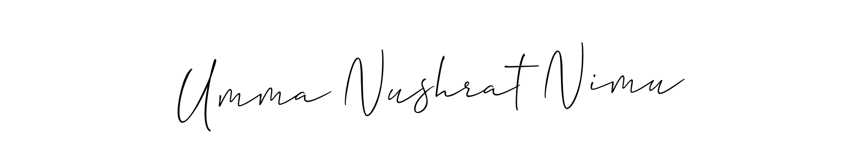 Umma Nushrat Nimu stylish signature style. Best Handwritten Sign (Allison_Script) for my name. Handwritten Signature Collection Ideas for my name Umma Nushrat Nimu. Umma Nushrat Nimu signature style 2 images and pictures png