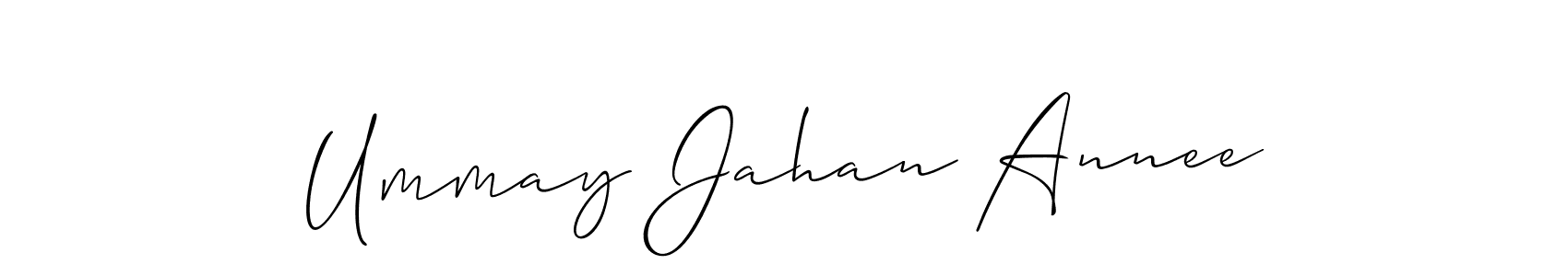 How to Draw Ummay Jahan Annee signature style? Allison_Script is a latest design signature styles for name Ummay Jahan Annee. Ummay Jahan Annee signature style 2 images and pictures png