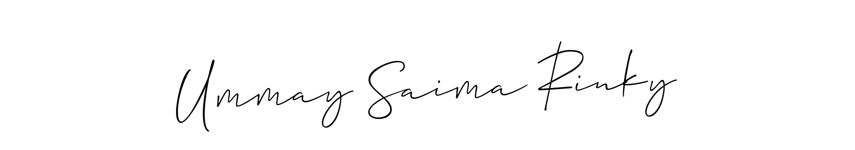 Also You can easily find your signature by using the search form. We will create Ummay Saima Rinky name handwritten signature images for you free of cost using Allison_Script sign style. Ummay Saima Rinky signature style 2 images and pictures png