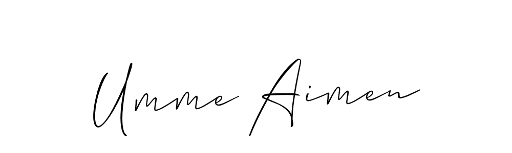 Make a short Umme Aimen signature style. Manage your documents anywhere anytime using Allison_Script. Create and add eSignatures, submit forms, share and send files easily. Umme Aimen signature style 2 images and pictures png