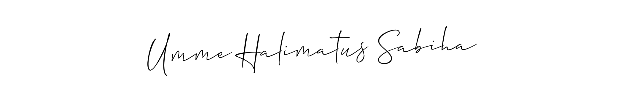 if you are searching for the best signature style for your name Umme Halimatus Sabiha. so please give up your signature search. here we have designed multiple signature styles  using Allison_Script. Umme Halimatus Sabiha signature style 2 images and pictures png