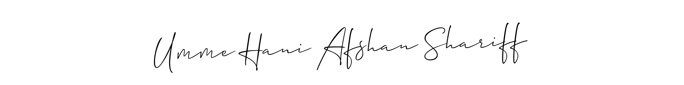 Allison_Script is a professional signature style that is perfect for those who want to add a touch of class to their signature. It is also a great choice for those who want to make their signature more unique. Get Umme Hani Afshan Shariff name to fancy signature for free. Umme Hani Afshan Shariff signature style 2 images and pictures png