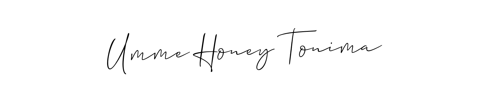 Create a beautiful signature design for name Umme Honey Tonima. With this signature (Allison_Script) fonts, you can make a handwritten signature for free. Umme Honey Tonima signature style 2 images and pictures png