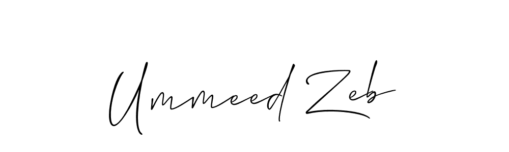 Use a signature maker to create a handwritten signature online. With this signature software, you can design (Allison_Script) your own signature for name Ummeed Zeb. Ummeed Zeb signature style 2 images and pictures png