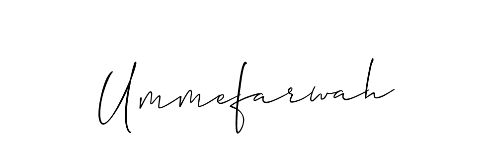 Make a beautiful signature design for name Ummefarwah. With this signature (Allison_Script) style, you can create a handwritten signature for free. Ummefarwah signature style 2 images and pictures png