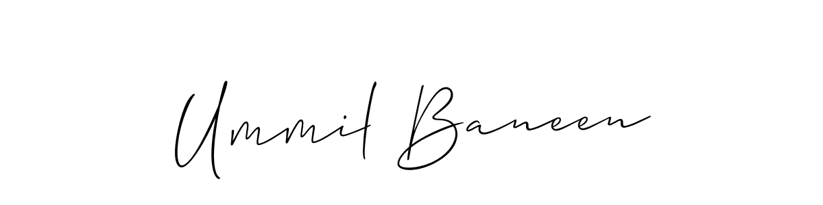 Make a beautiful signature design for name Ummil Baneen. With this signature (Allison_Script) style, you can create a handwritten signature for free. Ummil Baneen signature style 2 images and pictures png