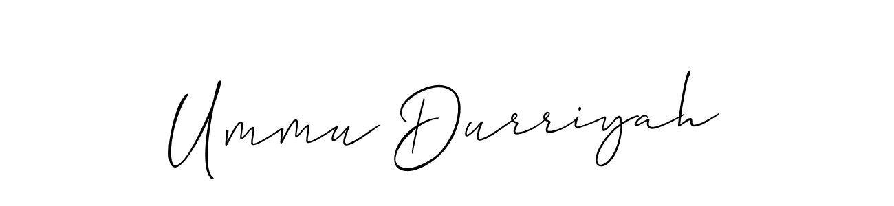 Also You can easily find your signature by using the search form. We will create Ummu Durriyah name handwritten signature images for you free of cost using Allison_Script sign style. Ummu Durriyah signature style 2 images and pictures png