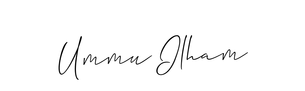 Create a beautiful signature design for name Ummu Ilham. With this signature (Allison_Script) fonts, you can make a handwritten signature for free. Ummu Ilham signature style 2 images and pictures png