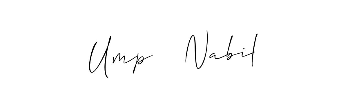 The best way (Allison_Script) to make a short signature is to pick only two or three words in your name. The name Ump    Nabil include a total of six letters. For converting this name. Ump    Nabil signature style 2 images and pictures png