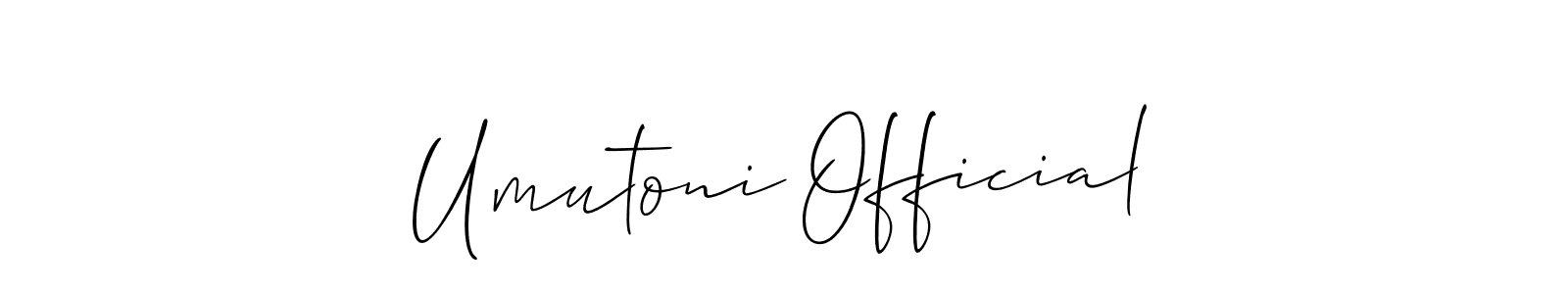 Use a signature maker to create a handwritten signature online. With this signature software, you can design (Allison_Script) your own signature for name Umutoni Official. Umutoni Official signature style 2 images and pictures png