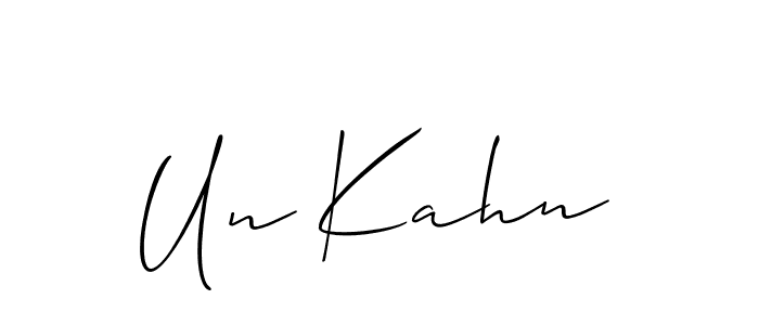 Also You can easily find your signature by using the search form. We will create Un Kahn name handwritten signature images for you free of cost using Allison_Script sign style. Un Kahn signature style 2 images and pictures png