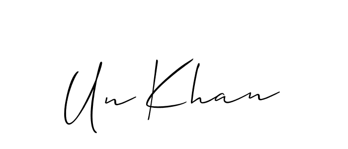 Make a beautiful signature design for name Un Khan. With this signature (Allison_Script) style, you can create a handwritten signature for free. Un Khan signature style 2 images and pictures png