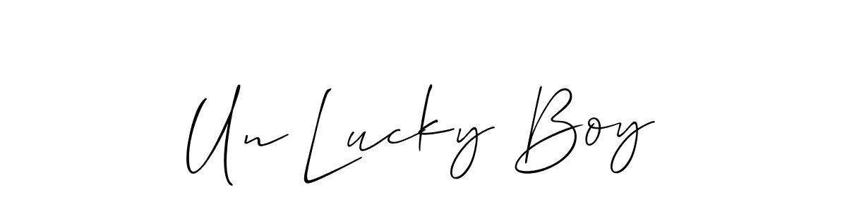 Use a signature maker to create a handwritten signature online. With this signature software, you can design (Allison_Script) your own signature for name Un Lucky Boy. Un Lucky Boy signature style 2 images and pictures png