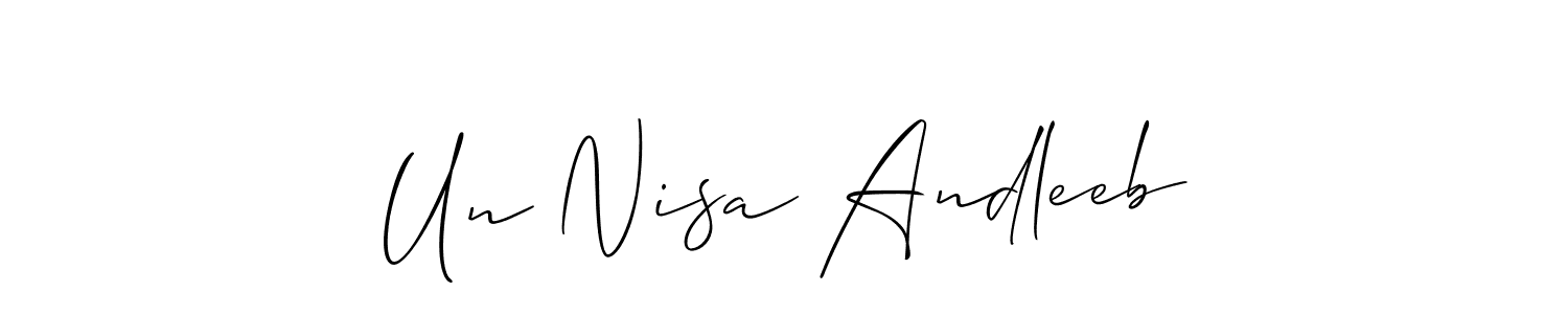 Best and Professional Signature Style for Un Nisa Andleeb. Allison_Script Best Signature Style Collection. Un Nisa Andleeb signature style 2 images and pictures png