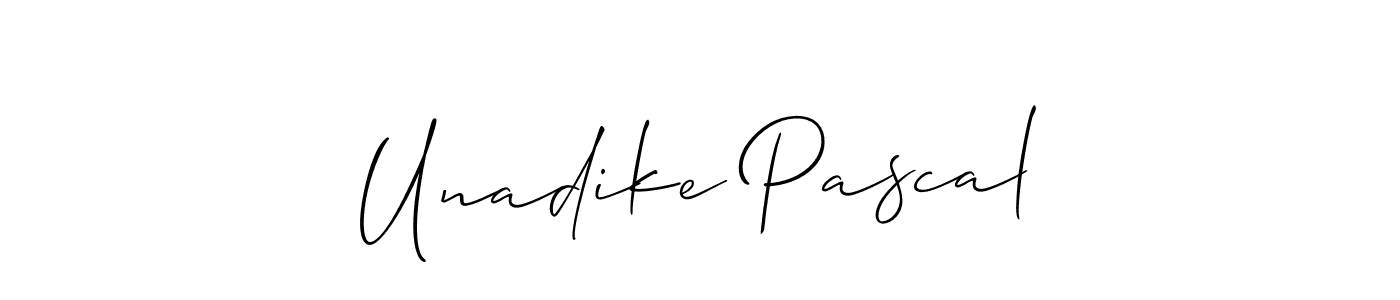 Unadike Pascal stylish signature style. Best Handwritten Sign (Allison_Script) for my name. Handwritten Signature Collection Ideas for my name Unadike Pascal. Unadike Pascal signature style 2 images and pictures png
