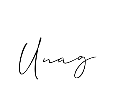 How to make Unag name signature. Use Allison_Script style for creating short signs online. This is the latest handwritten sign. Unag signature style 2 images and pictures png