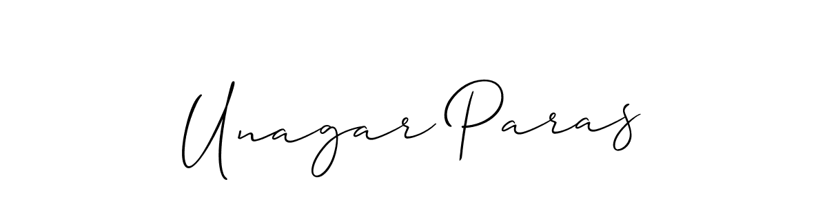 Make a beautiful signature design for name Unagar Paras. With this signature (Allison_Script) style, you can create a handwritten signature for free. Unagar Paras signature style 2 images and pictures png