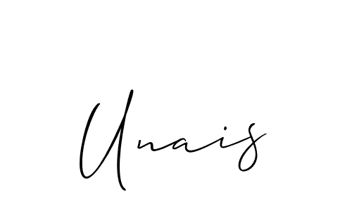 Use a signature maker to create a handwritten signature online. With this signature software, you can design (Allison_Script) your own signature for name Unais. Unais signature style 2 images and pictures png