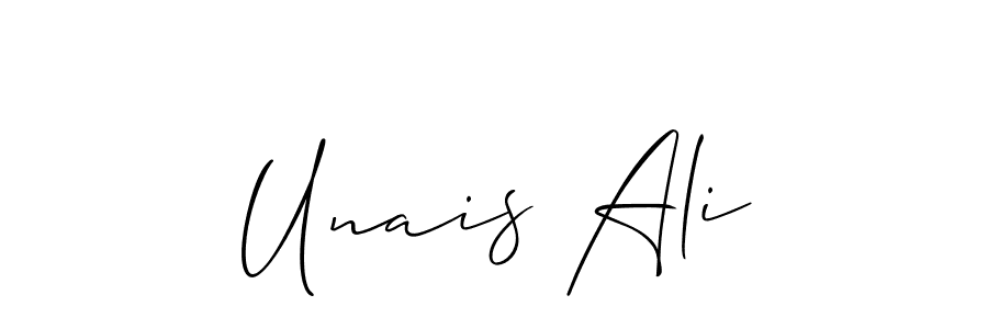 The best way (Allison_Script) to make a short signature is to pick only two or three words in your name. The name Unais Ali include a total of six letters. For converting this name. Unais Ali signature style 2 images and pictures png
