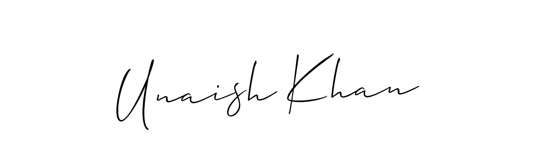 Create a beautiful signature design for name Unaish Khan. With this signature (Allison_Script) fonts, you can make a handwritten signature for free. Unaish Khan signature style 2 images and pictures png