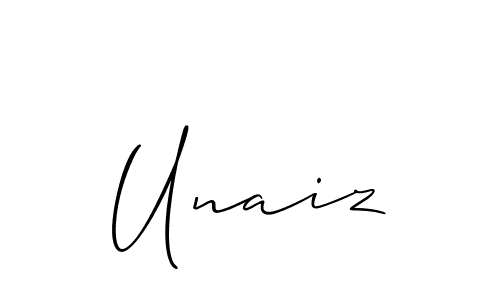 Use a signature maker to create a handwritten signature online. With this signature software, you can design (Allison_Script) your own signature for name Unaiz. Unaiz signature style 2 images and pictures png